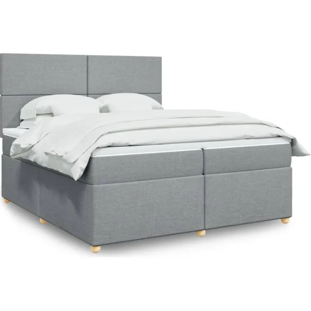 vidaXL Boxspring met matras stof lichtgrijs 200x200 cm grijs