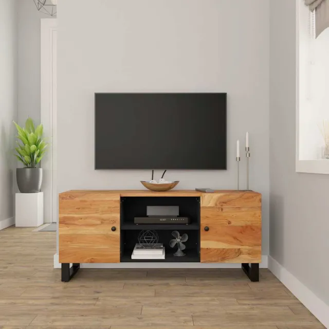 vidaXL Tv-meubel 105x33x46 cm massief acaciahout Zwart