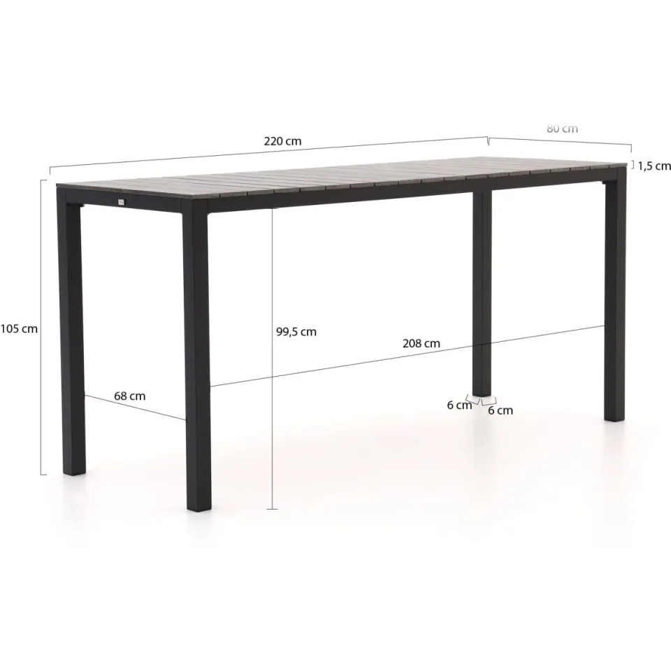 Bellagio tuinmeubelen Bellagio Fidenza 220cm barset 7-delig zwart, foto 3