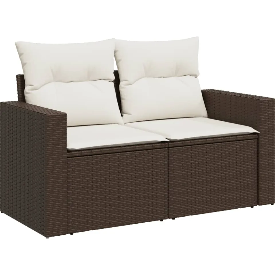 vidaXL 10-delige Loungeset met kussens poly rattan bruin