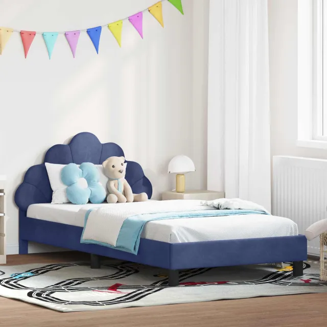 vidaXL Bedframe voor kinderen met hoofdbord Politieblauw 90 x 200 cm