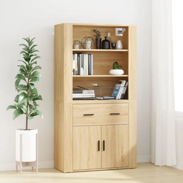 vidaXL Hoge kast bewerkt hout sonoma eikenkleurig Bruin