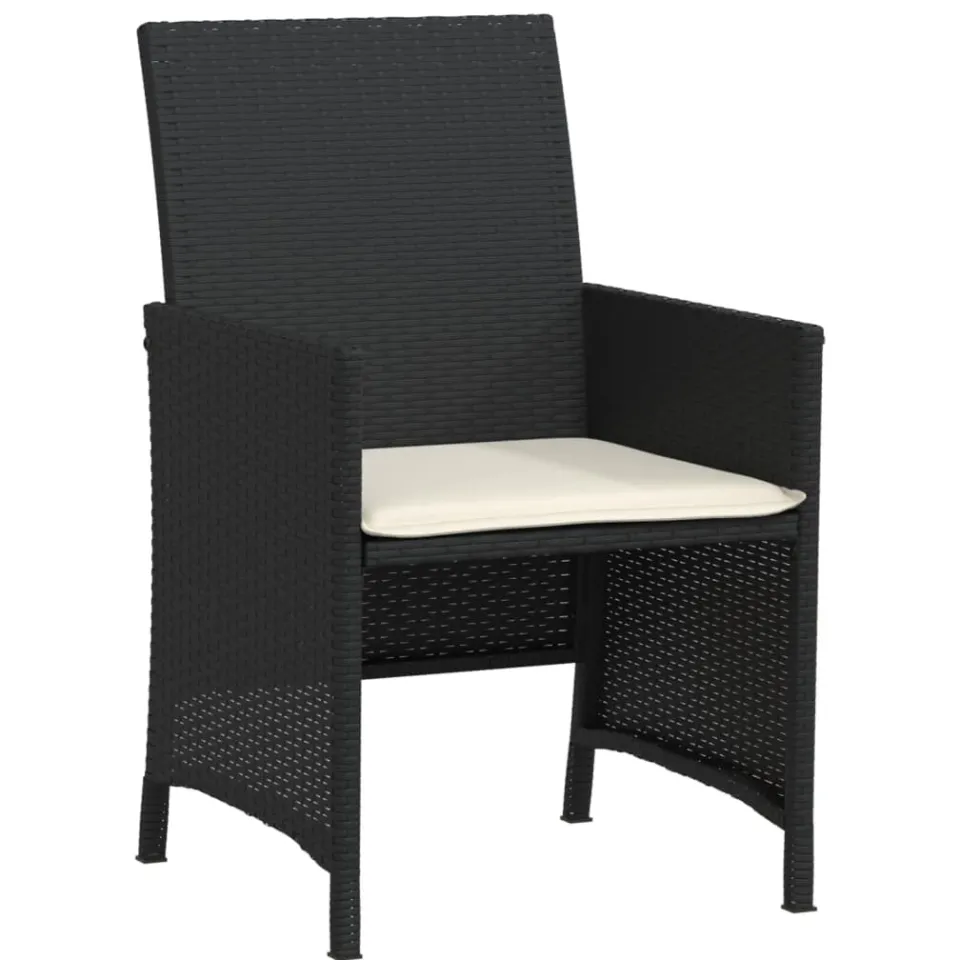 vidaXL 3-delige Bistroset met kussens poly rattan zwart, foto 4