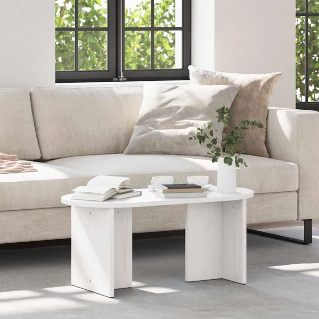vidaXL Salontafel Wit 80 x 39,5 x 35 cm Massief grenenhout, foto 2