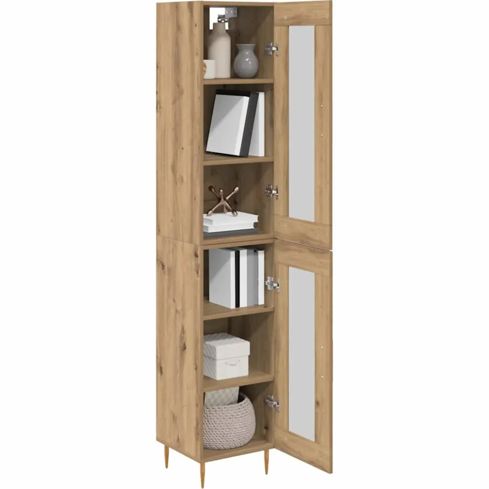 vidaXL Hoge kast 2 st Artisan Eiken 34,5 x 34 x 180 cm Bewerkt hout Bruin