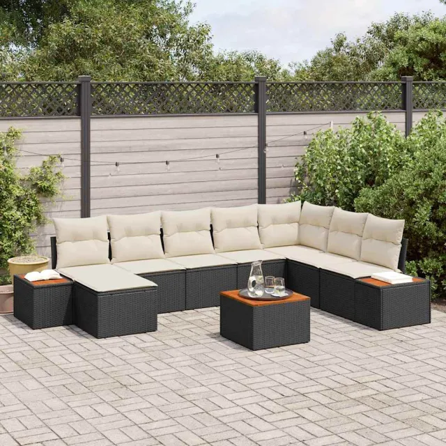 vidaXL Tuinbankenset 9 st Zwart Poly riet, foto 2