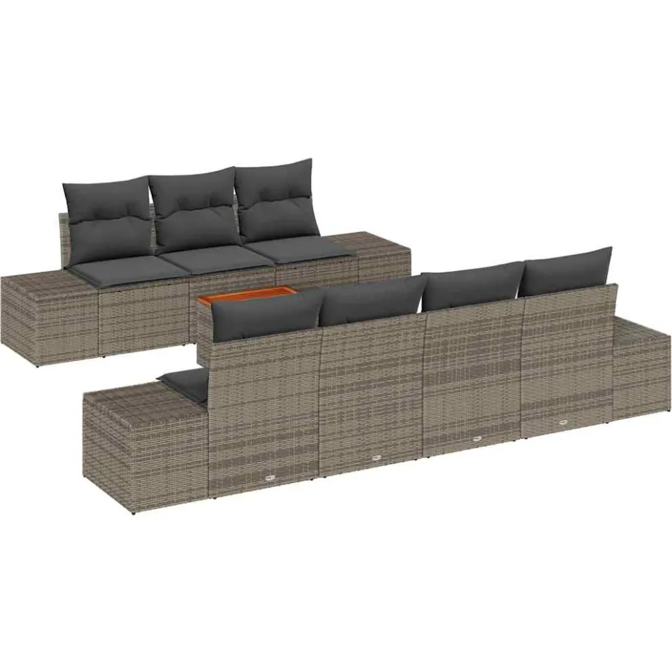 vidaXL Tuinbankenset 8 st Grijs poly rattan