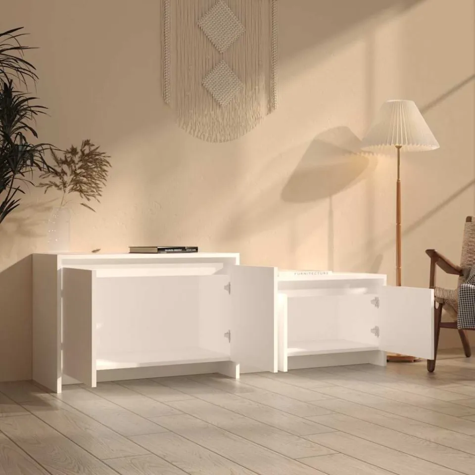 vidaXL Tv-meubel 146,5x35x50 cm bewerkt hout wit, foto 3