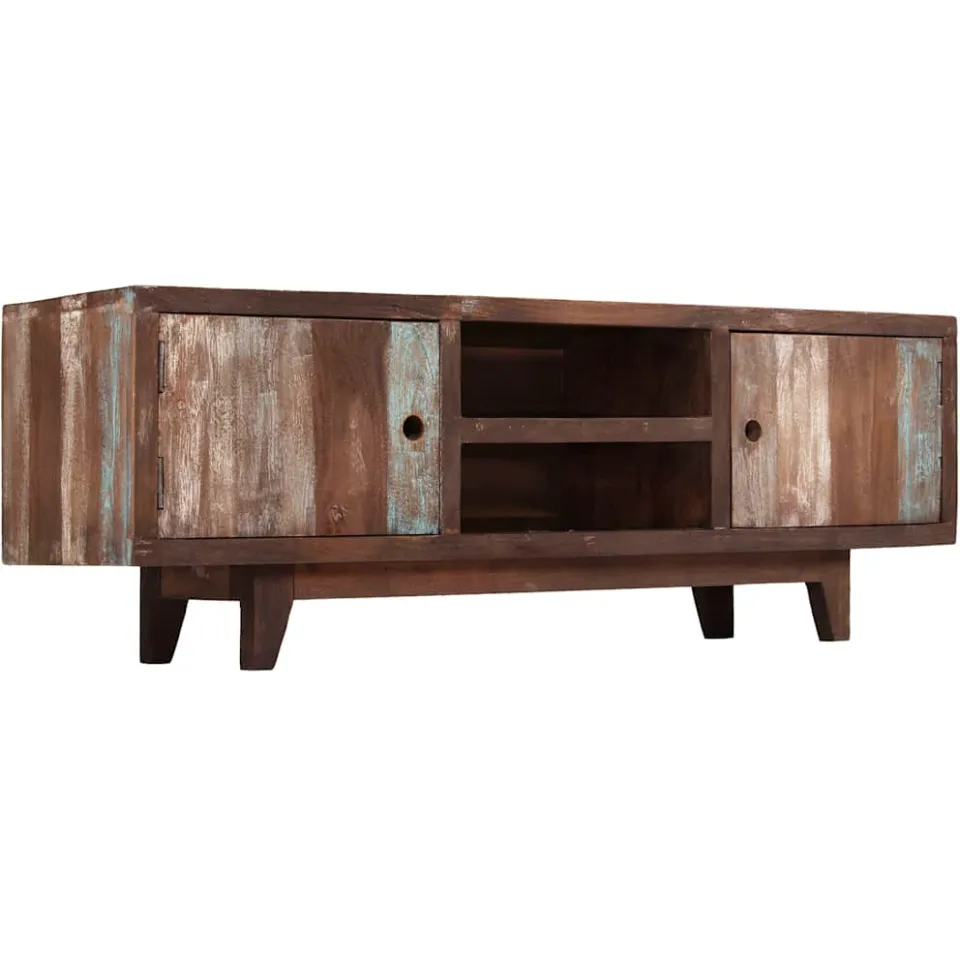 vidaXL Tv-meubel vintage stijl 118x30x40 cm massief acaciahout bruin, foto 4