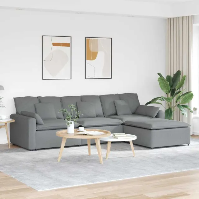 vidaXL Modulaire bank met voetenbank en kussens lichtgrijs