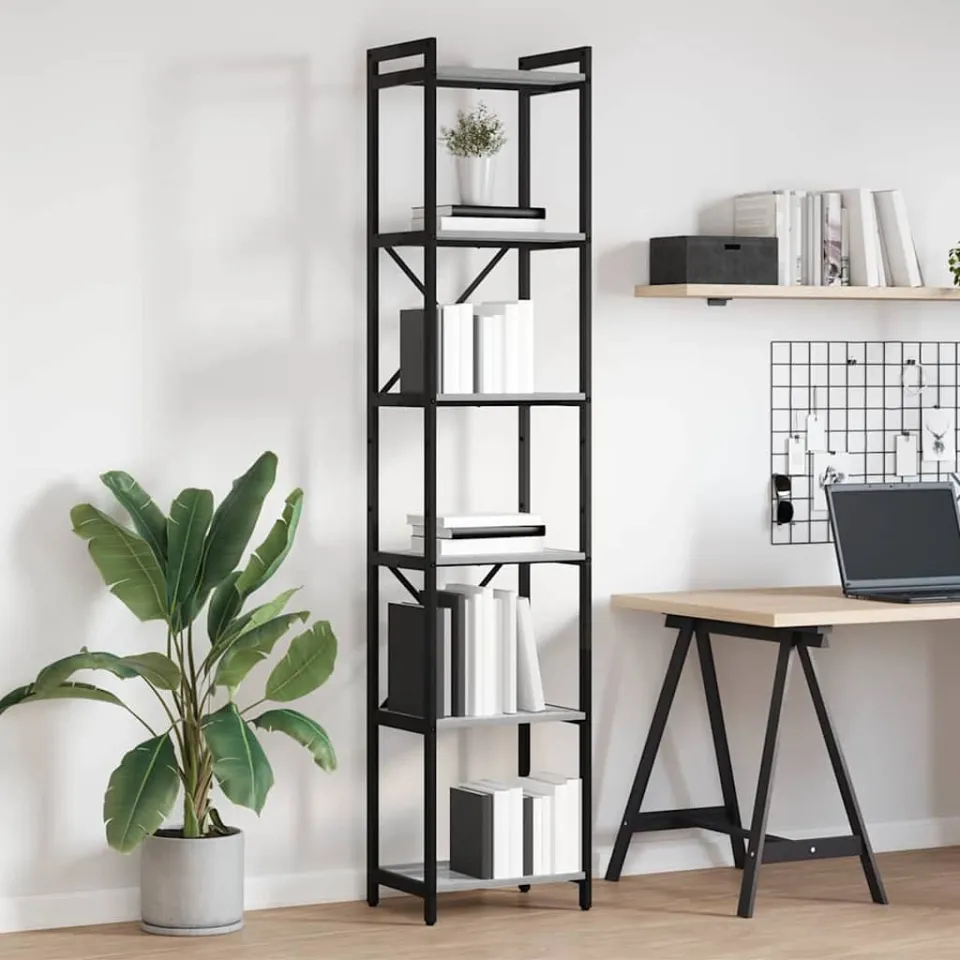 vidaXL Boekenkast 40 x 30 x 189,5 cm Bewerkt hout Grijs sonoma, foto 3