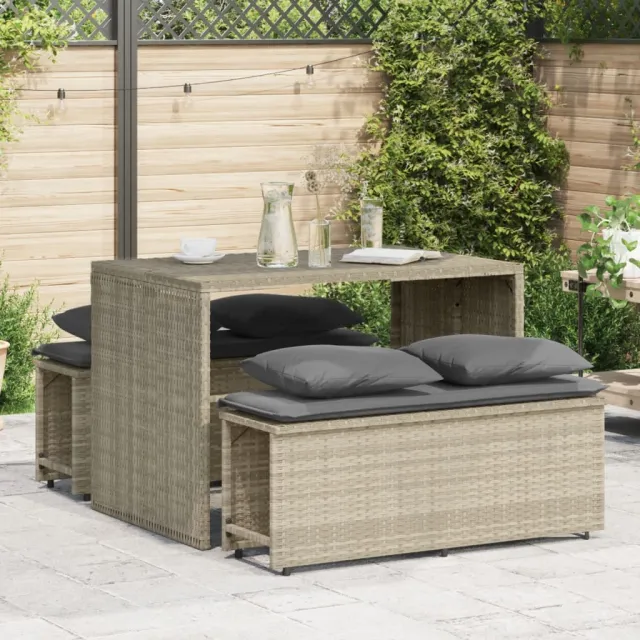 vidaXL 3-delige Tuinset met kussens poly rattan lichtgrijs grijs, foto 2