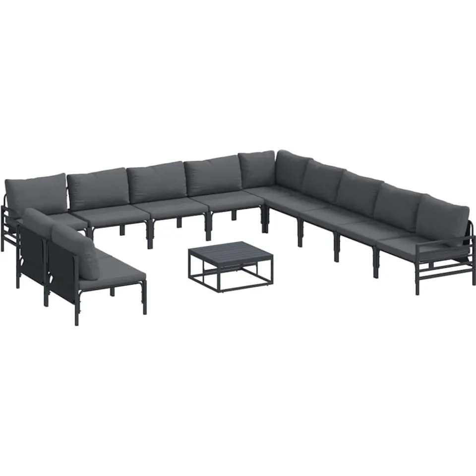 vidaXL Tuinbankenset 12 st Zwart Staal Anthraciet