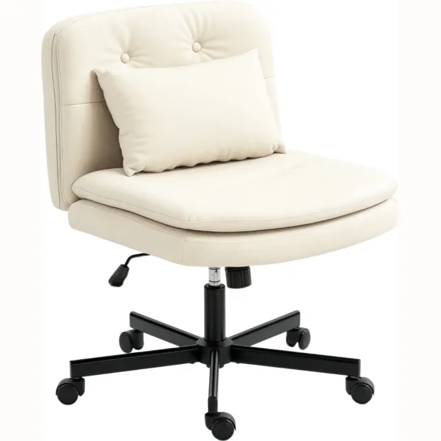 Merax Armloge Bureaustoel – Kunstleer – Comfortkussen – Verstelbare Werkstoel – Rollend – Beige