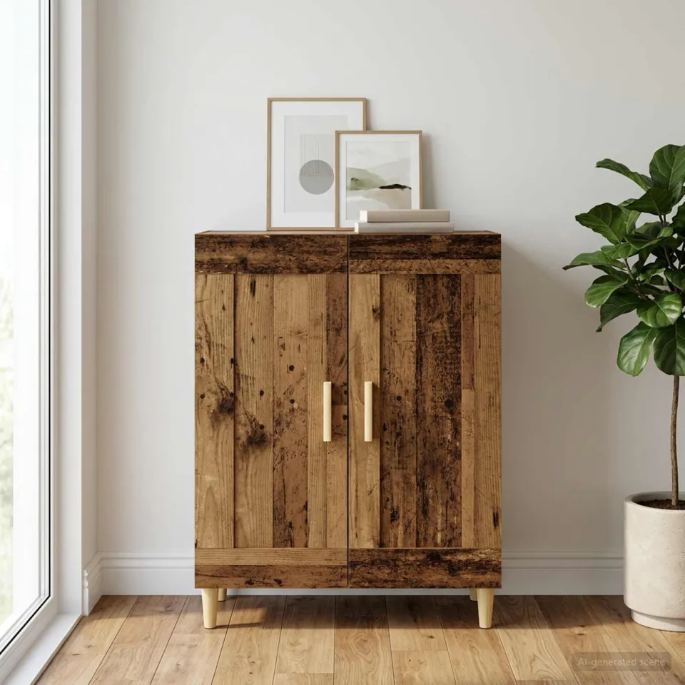 vidaXL Dressoir Oud hout 69,5 x 34 x 90 cm Bewerkt hout bruin, foto 4
