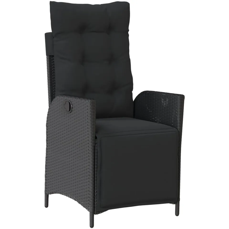 vidaXL 5-delige Tuinset met kussens poly rattan zwart