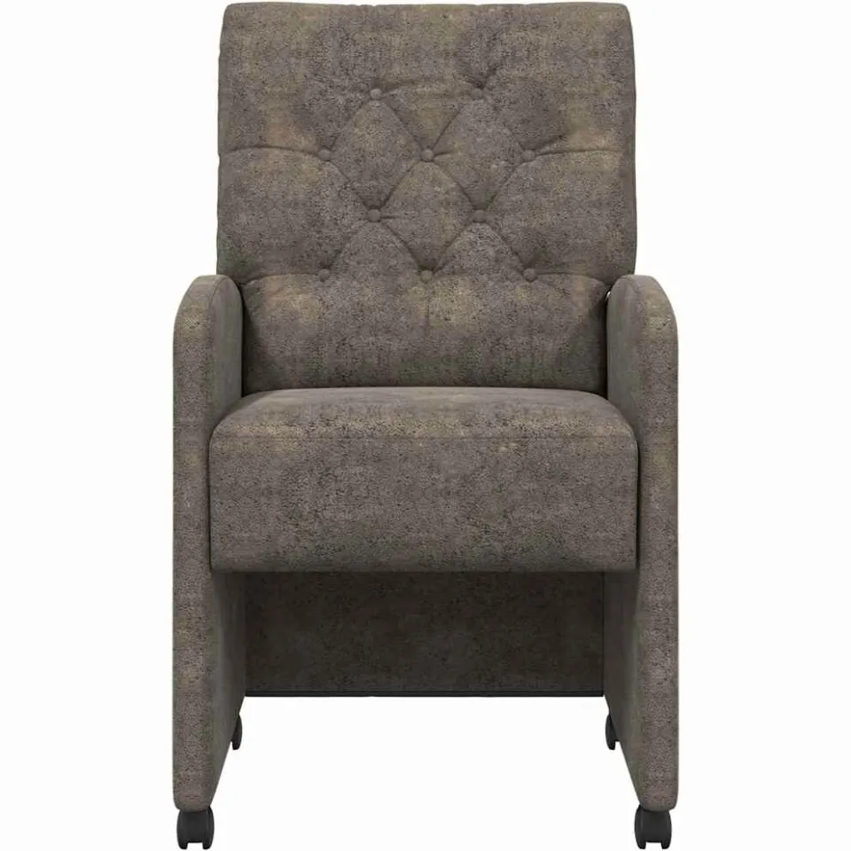 vidaXL Eetkamerstoelen met Wieltjes 2 st Nep Suede Leer Donkergrijs grijs, foto 4