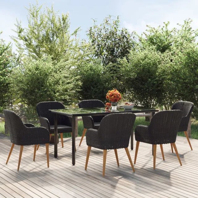 vidaXL 7-delige Tuinset met kussens zwart, foto 2