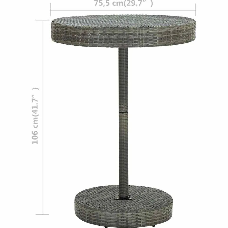 vidaXL Tuintafel 75,5x106 cm poly rattan grijs, foto 4