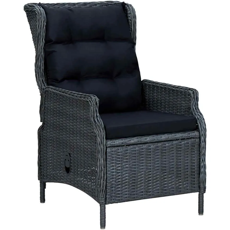 vidaXL 7-delige Tuinset met kussens poly rattan donkergrijs grijs, foto 4