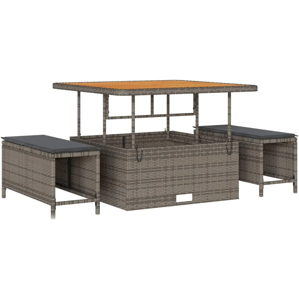 vidaXL Tuinbankenset 8 st Grijs poly rattan, foto 4
