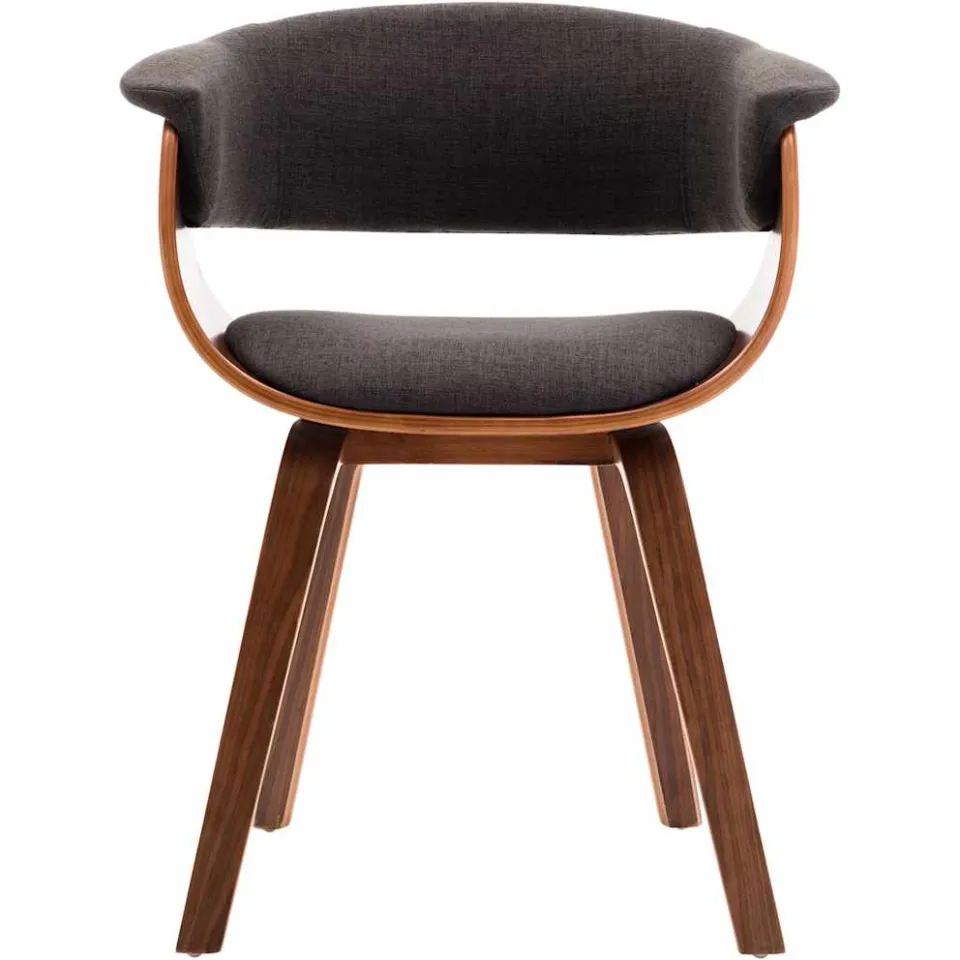 vidaXL Eetkamerstoelen 2 st gebogen hout en stof grijs, foto 4