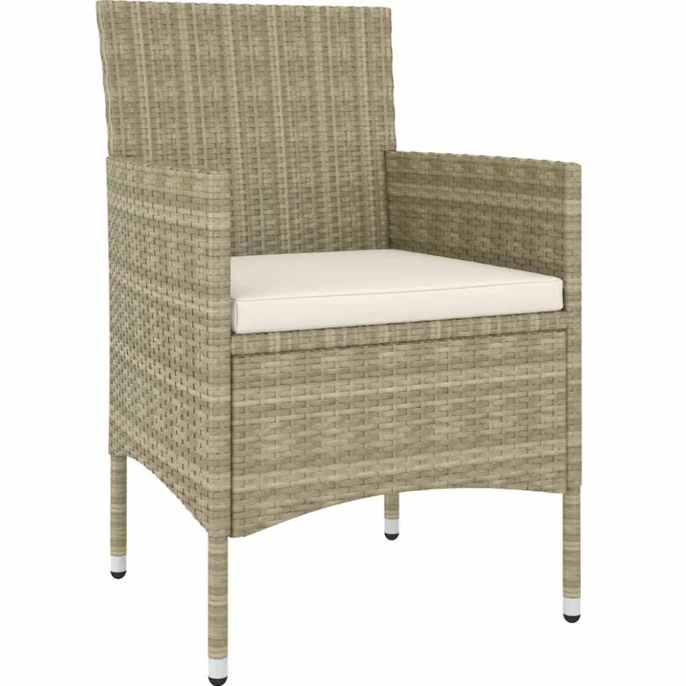 vidaXL 5-delige Loungeset poly rattan beige