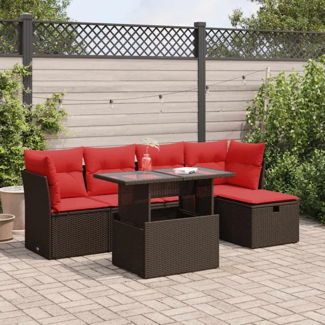 vidaXL 6-delige Loungeset met kussens poly rattan acacia bruin, foto 2