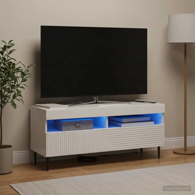 vidaXL LED tv-meubel HAARLEM 100 x 35 x 43 cm Hoogglans Wit, foto 2