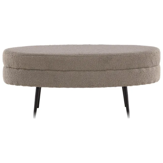 QUVIO Yomo Poef - Greige Teddy - Moderne en Stijlvolle Woonkamer Aanvulling Beige