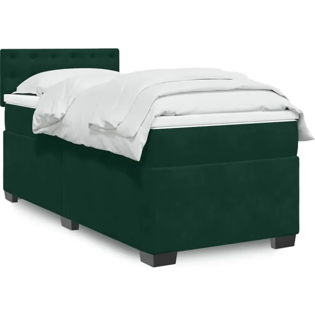 vidaXL Boxspring met matras fluweel donkergroen 100x200 cm groen