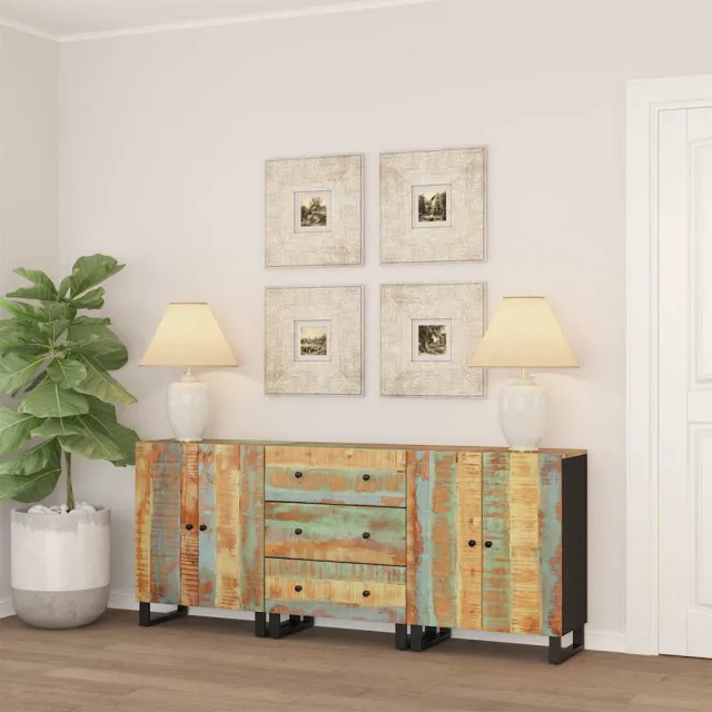 vidaXL 3 st Dressoir massief gerecycled hout Bruin