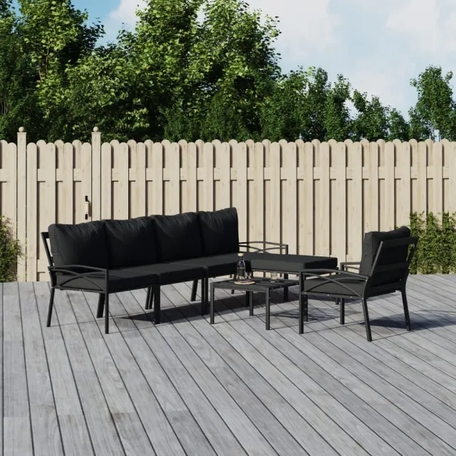 vidaXL 7-delige Loungeset met kussens staal grijs, foto 2