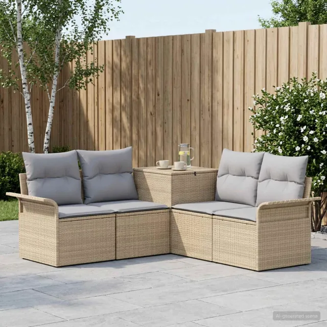 vidaXL Bankstel 5 st Beige en Licht Grijs 187,5 x 187,5 x 85 cm