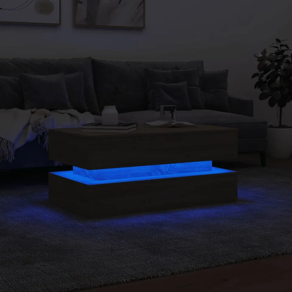 vidaXL Salontafel met LED-verlichting 90x50x40 cm sonoma eikenkleurig, foto 4