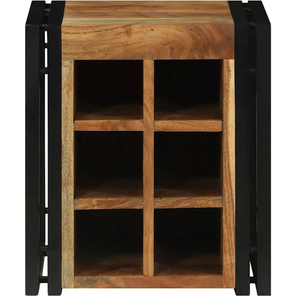 vidaXL Wijnrek Bruin en zwart 35 x 35 x 39 cm Massief Acaciahout, foto 2