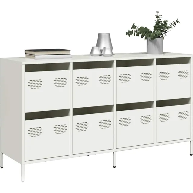 vidaXL Dressoir 135x39x73,5 cm koudgewalst staal wit, foto 2