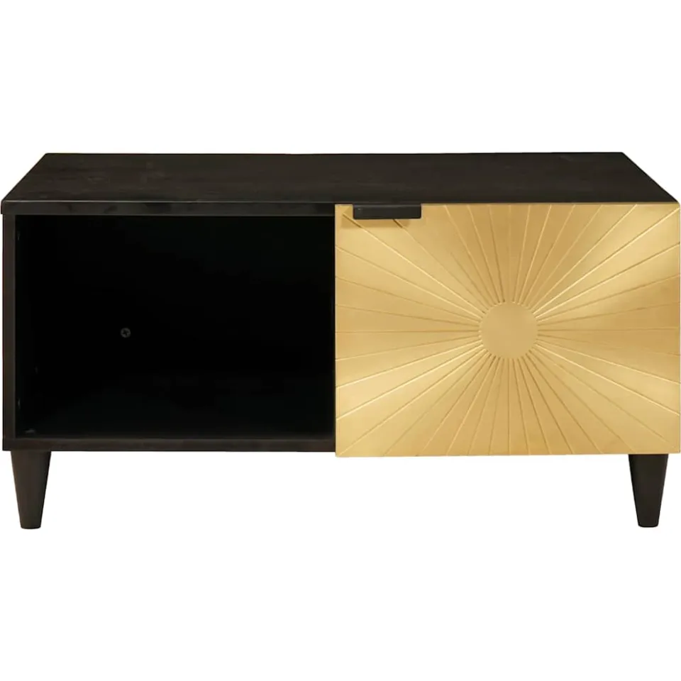 vidaXL Salontafel Zwart en Goud 80 x 50 x 40 cm Bewerkt hout, foto 3
