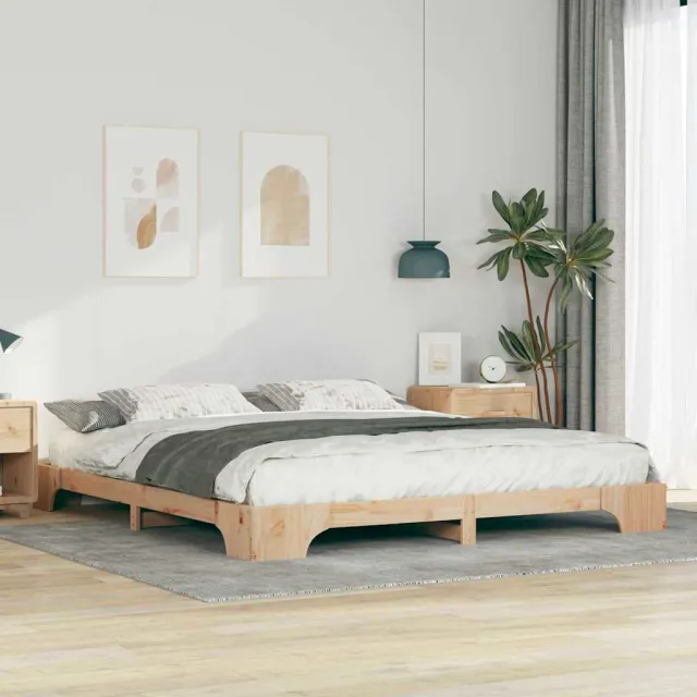 vidaXL Bedframe Bruin 200 x 210 cm Massief grenenhout