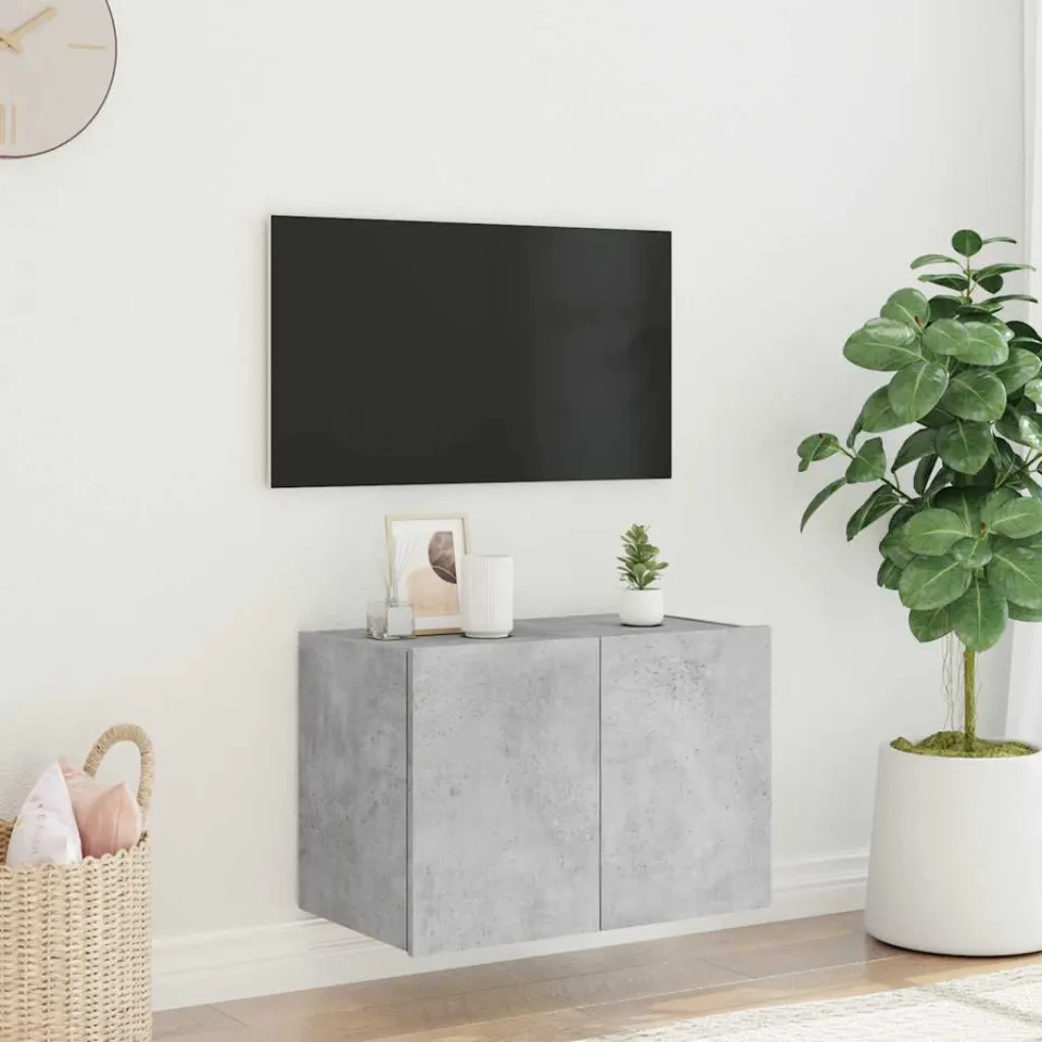 vidaXL Tv-wandmeubel met LED-verlichting 60x35x41 cm betongrijs grijs, foto 3