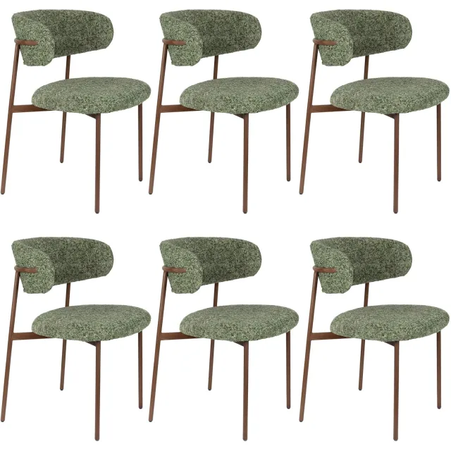 Housecraft Living Claes Eetkamerstoelen Gemêleerd Groen - Set van 6