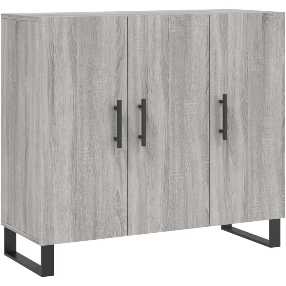 vidaXL Dressoir 90x34x80 cm bewerkt hout grijs sonoma eikenkleurig, foto 3