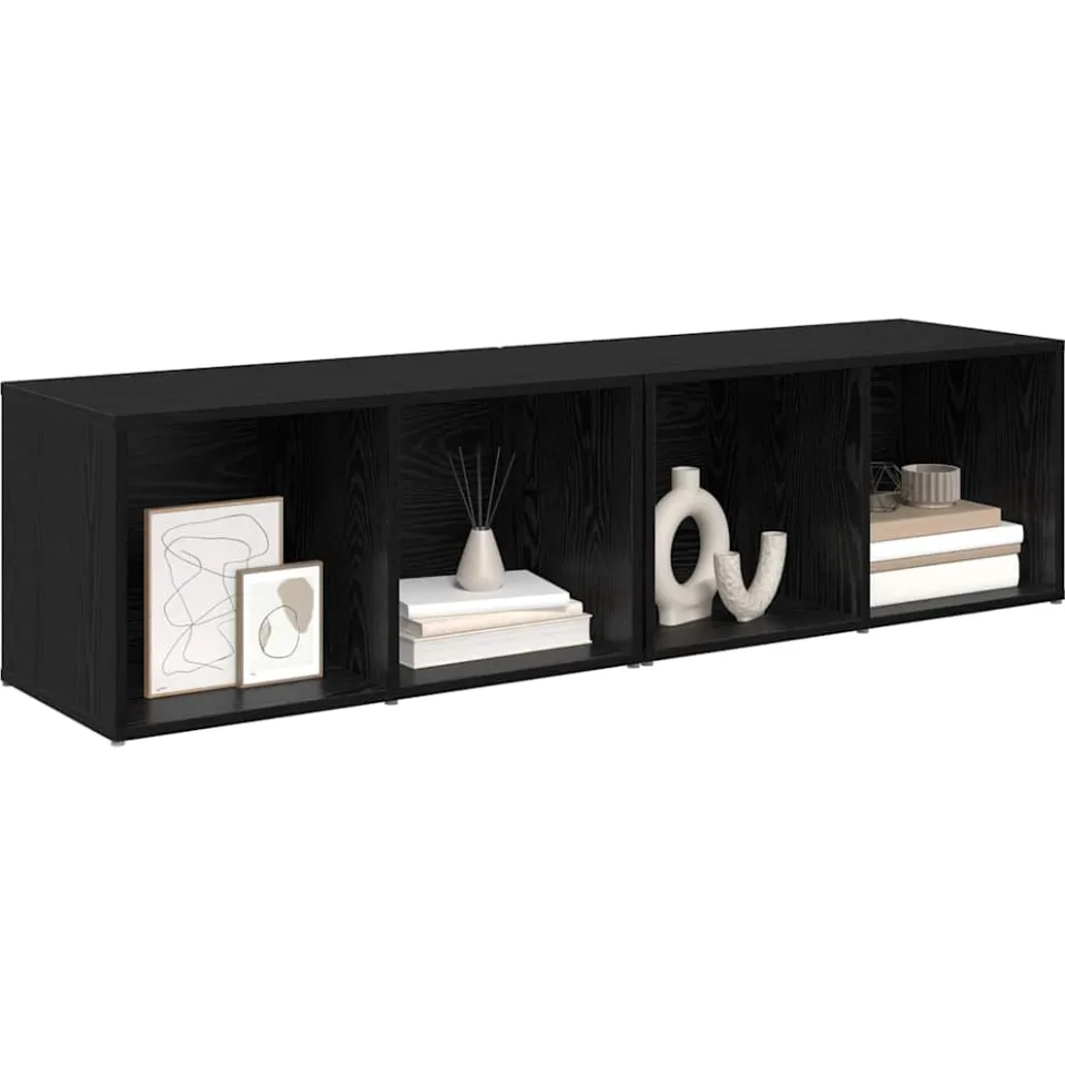 vidaXL Tv-meubelset 2 st 37 x 35 x 72 cm Zwart Eiken