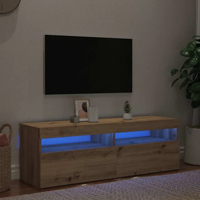 vidaXL Tv-meubel met LED 120x35x40 cm bewerkt hout artisanaal eiken, foto 2