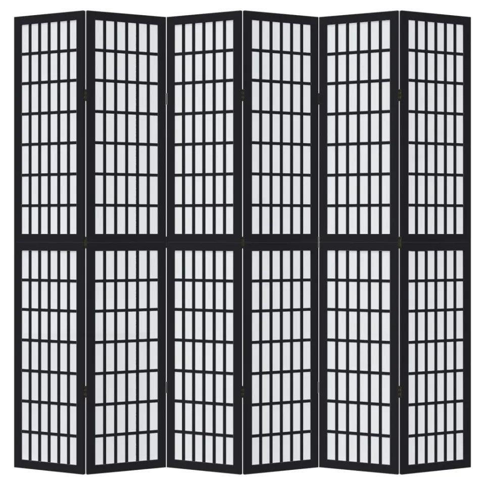 vidaXL Kamerscherm met 6 panelen massief paulowniahout zwart, foto 3