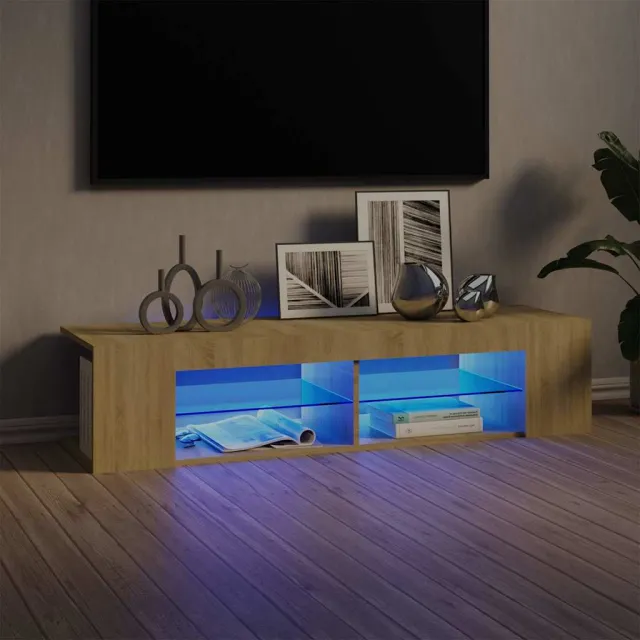 vidaXL Tv-meubel met LED-verlichting 135x39x30 cm sonoma eikenkleurig Bruin