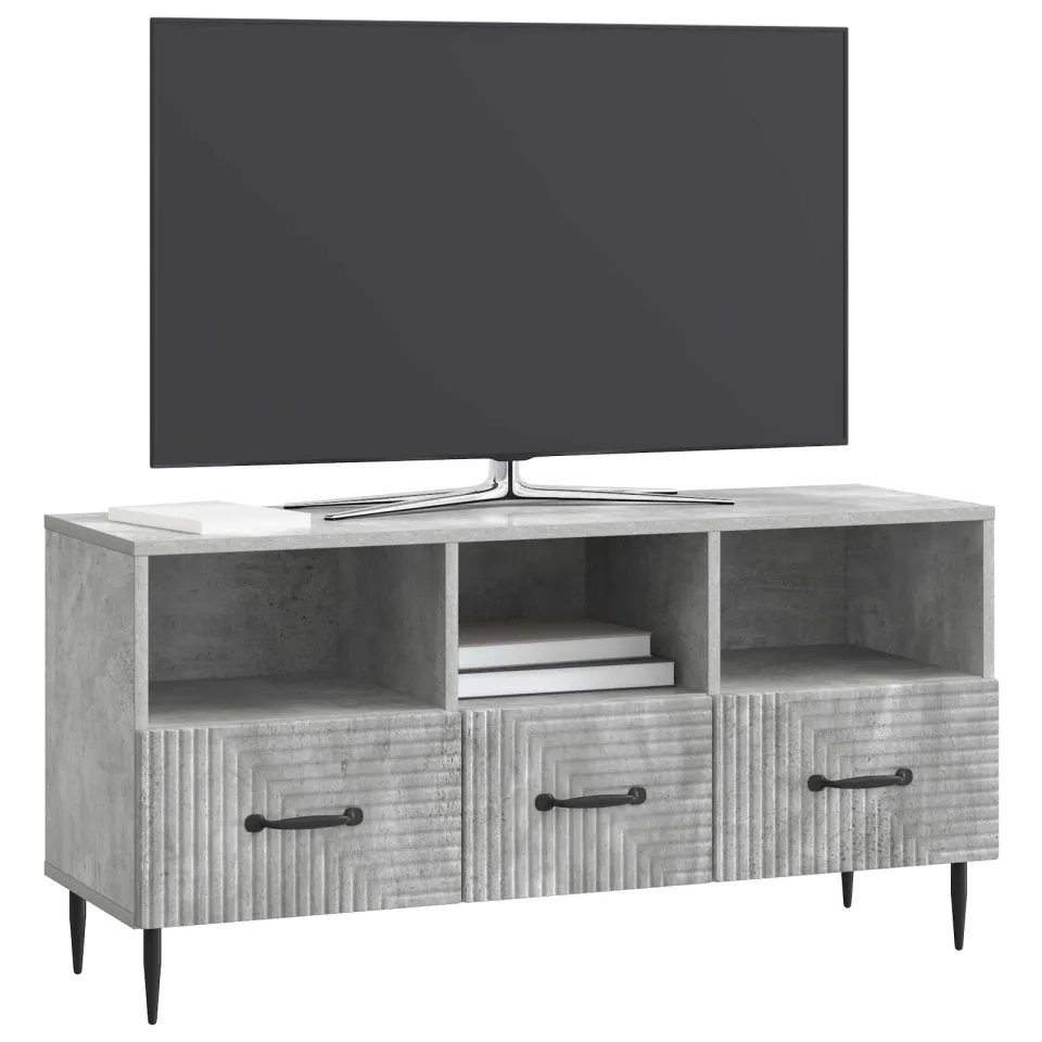 vidaXL TV-kast met lade Betongrijs 102 x 34,5 x 50 cm Bewerkt hout grijs, foto 3