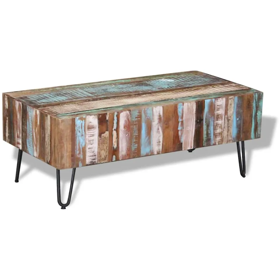 vidaXL Salontafel 100x50x38 cm massief gerecycled hout meerkleurig, foto 4