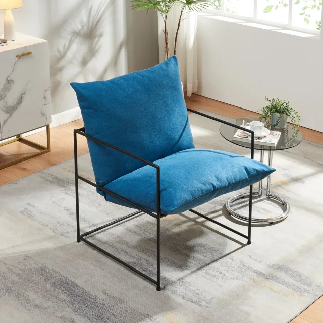 en.casa Fauteuil Utsjoki 90x61x70 cm zwart en blauw [en.casa]