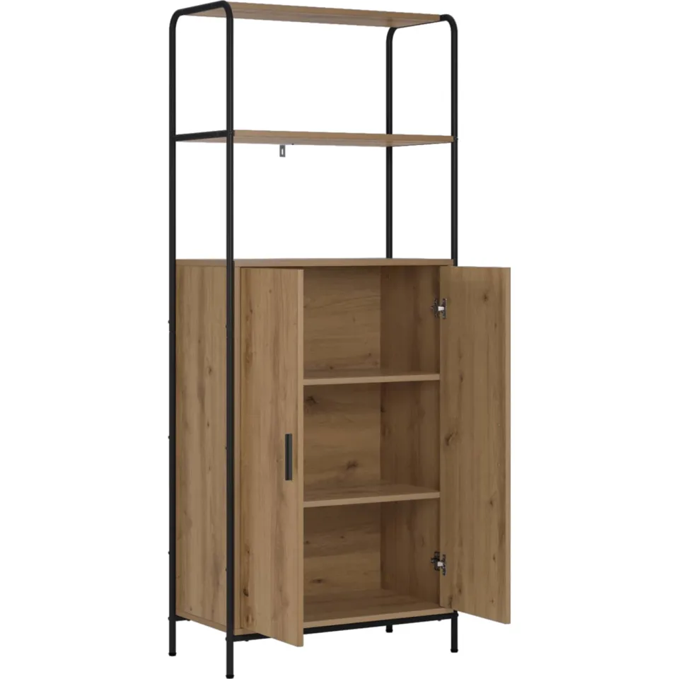 vidaXL Hoge kast Artisanaal eiken 40 x 33 x 161 cm Bewerkt hout Bruin